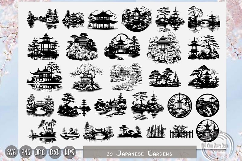 Japanese Garden, Garden Landscaping (by CarryBeautySVG)