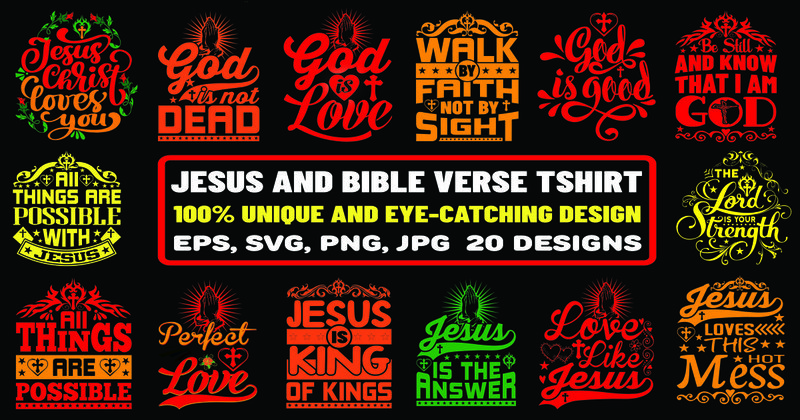 Jesus and Bible Verse T-Shirt Design Bundle (by Masterdesign)