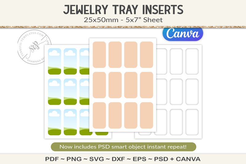 Jewelry Tray Insert 25x50mm Template (by Lovelytocu)
