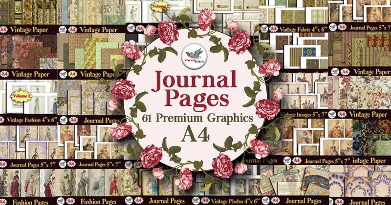 Junk Journal Creative Pages A4 Bundle (by ilustrinna)