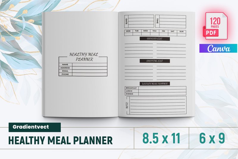 (KDP) Healthy Meal Planner Canva (by gradientvect)