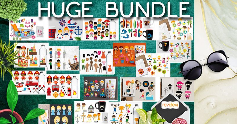 Kids Kawaii Clipart Graphics Bundle (by Revidevi)