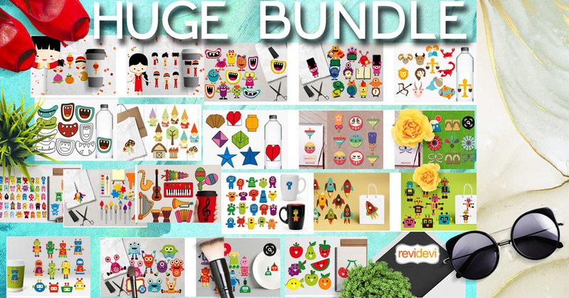 Kids Party Kawaii Clipart Bundle (by Revidevi)