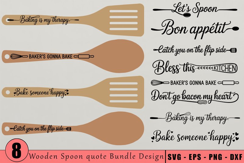 Kitchen Baking Wooden Spoon Quote Bundle (by Vector-Studio16)