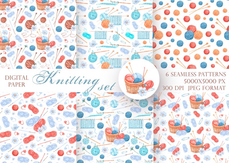 Knitting Digital Paper, Seamless Pattern (by sabina.zhukovets)