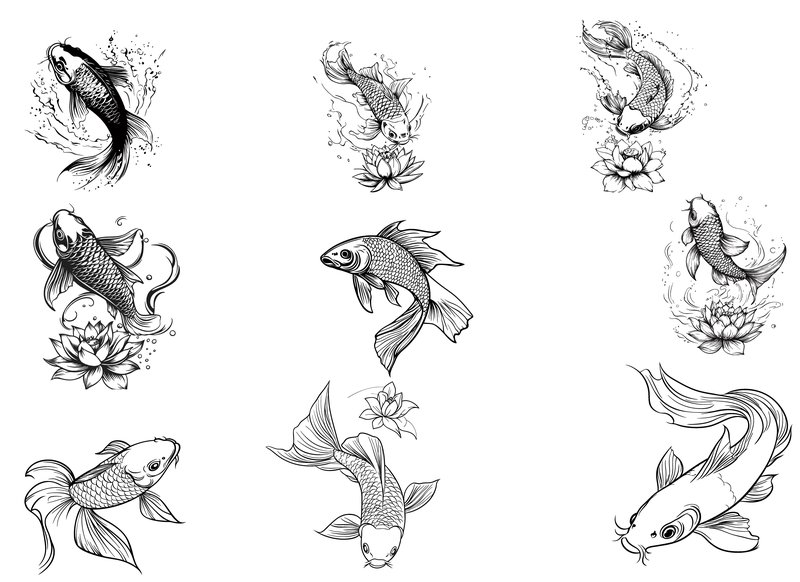 Koi Fish Silhouette Tattoo Designs (by Limon Arts827)
