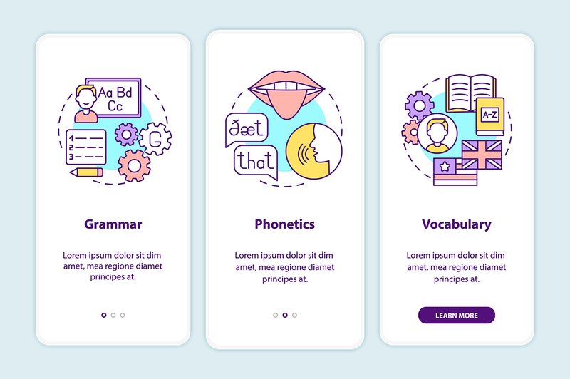 Language Learning Categories App Pages (by IMG visuals icons)