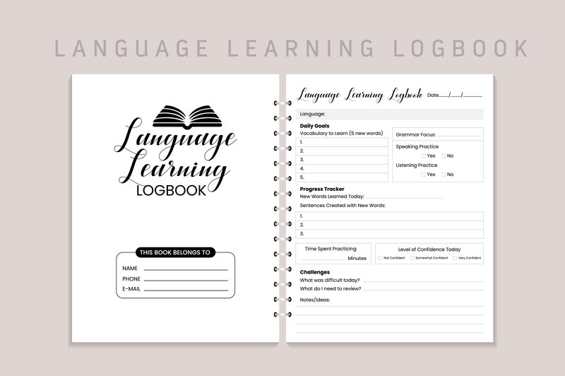 Language Learning Logbook Kdp Interior (by Graphics Studio Zone)