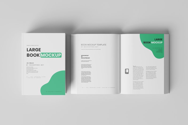 Large Book Cover and Inner Page Mockups (by pmvchamara)