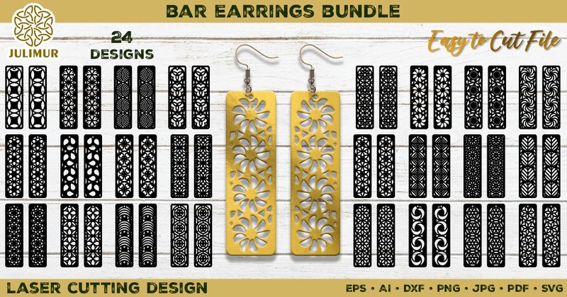Laser Cutting Rectangle Earrings Bundle (by julimur)