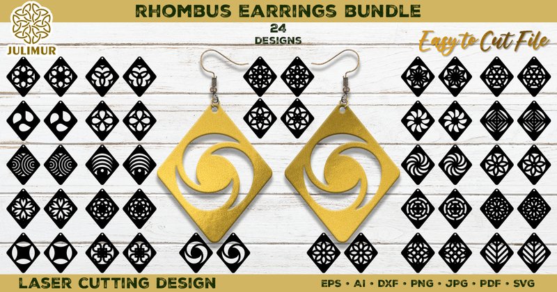 Laser Cutting Rhombus Earrings Bundle (by julimur)