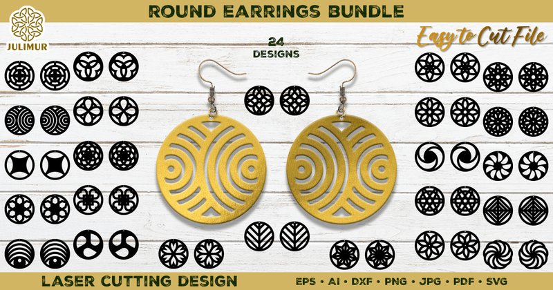 Laser Cutting Round Earrings Bundle (by julimur)