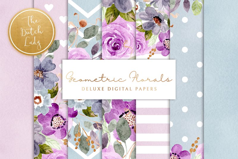 Lavender Floral Geometric Patterns (by daphnepopuliers)