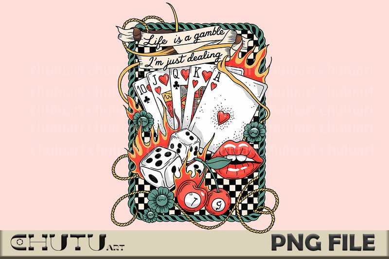 Life is a Gamble Tattoo PNG Design (by CHUTU art)