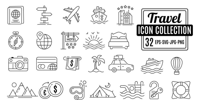 Lineart Travel Icon Bundle (by RbsCreative)