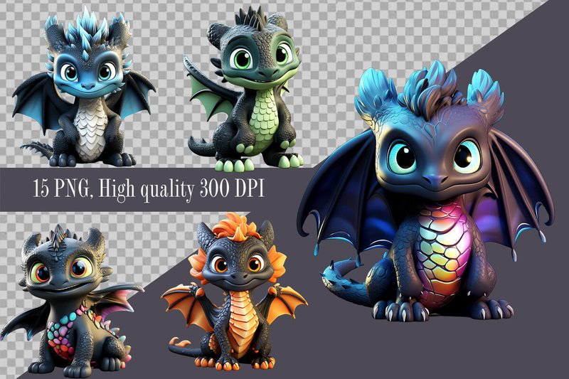 Little Black Dragon Clipart (by Best Art Bytes)