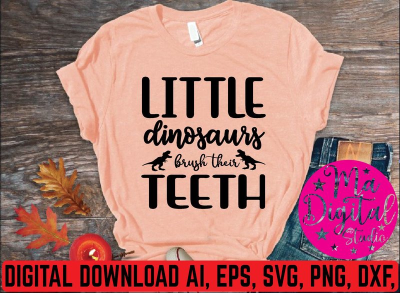 Little Dinosaurs Brush Their Teeth Svg (by Ma Digital Studio)