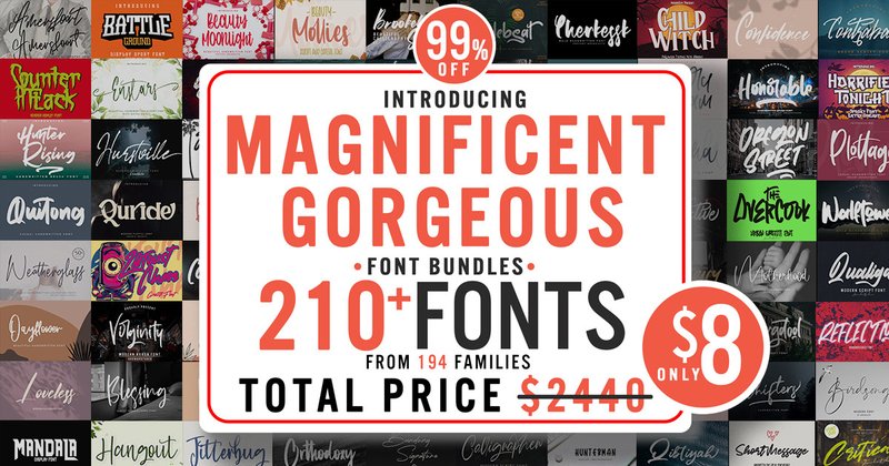 Magnificent Gorgeous Fonts Bundle (by Arendxstudio)