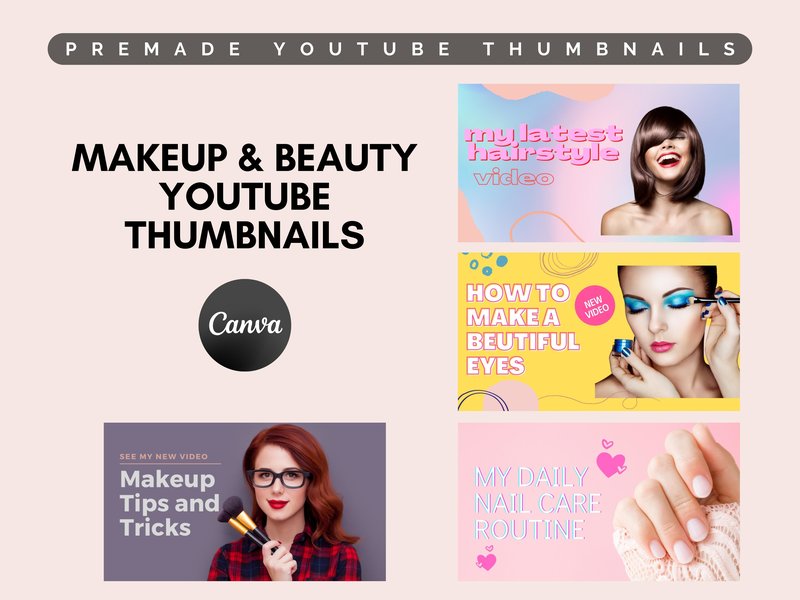 Makeup and Beauty YouTube Thumbnails DIY (by graphicriverart)