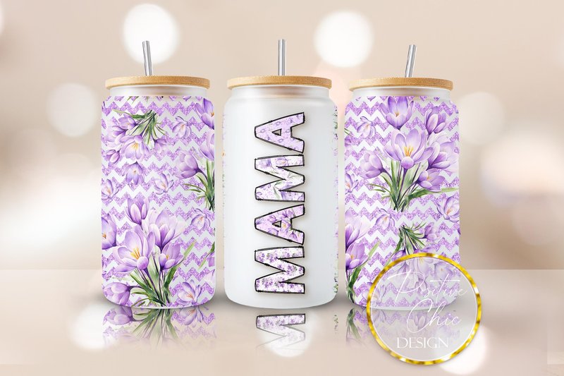 Mama Glitter Libbey Glass Wrap UVDTF PNG (by PositiveChic)