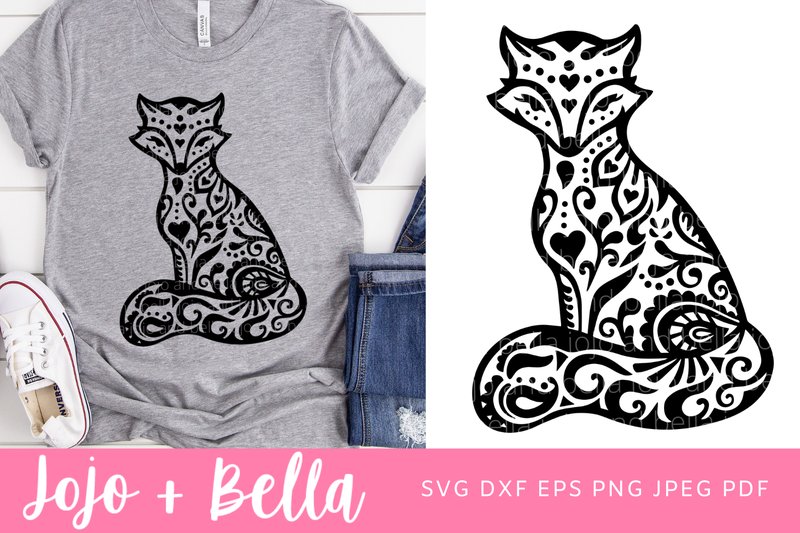 Mandala Fox SVG, Zentangle Svg (by Jojo & Bella)
