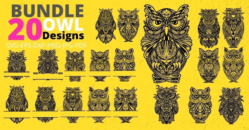 Mandala Owl SVG Bundle (by Cnxsvg)