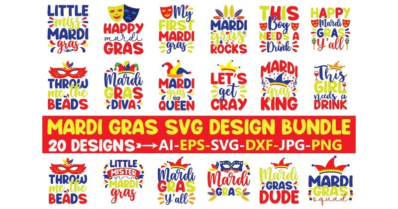 Mardi Gras SVG Designs Bundle (by Crafts House)