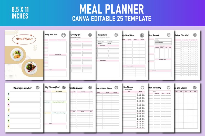Meal Planner, Food Diary Canva KDP (by Lavlu Creative Zone)