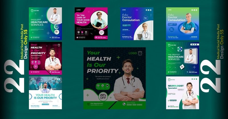 Medical Health Care Social Post Banner Bundle (by graphicsleek)