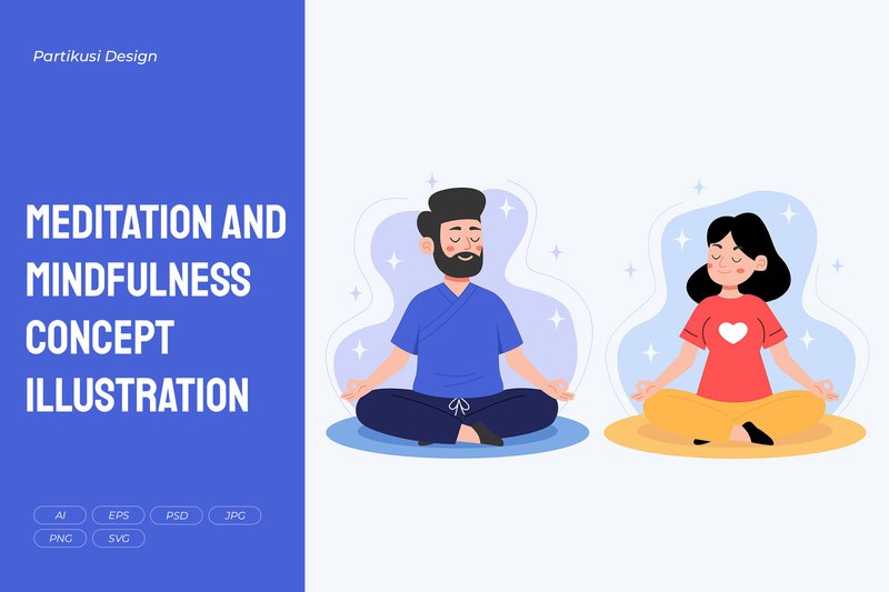 Meditation and Mindfulness Illustration (by partikusi design)