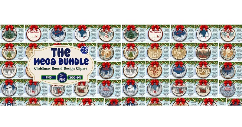 Mega Bundle Christmas Round Clipart Bundle (by PurMoon Studio)