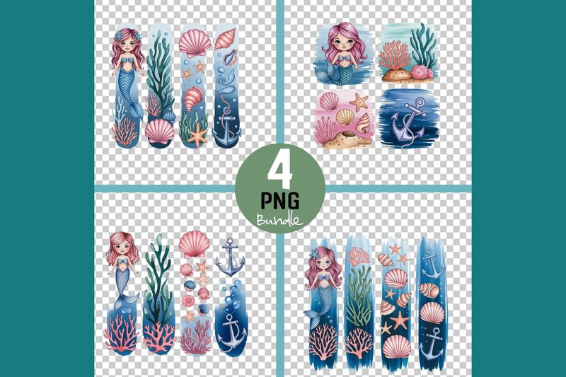 Mermaid Nail Art Designs Bundle (by Design BLOOM)
