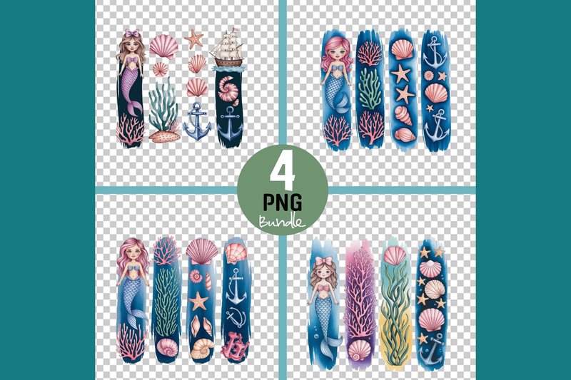 Mermaid Nail Art Designs with Sea Art (by Design BLOOM)