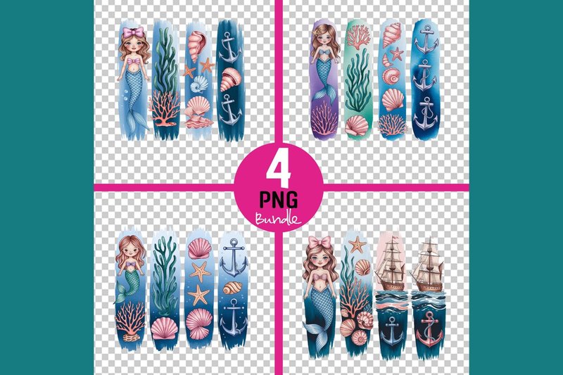 Mermaid Nail Art Elements Designs (by Design BLOOM)