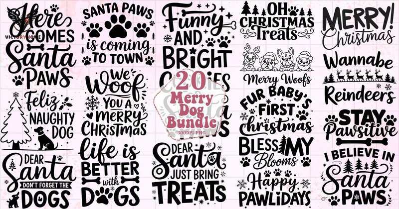 Merry Dog Clipart PNG Bundle (by VictoryHome)