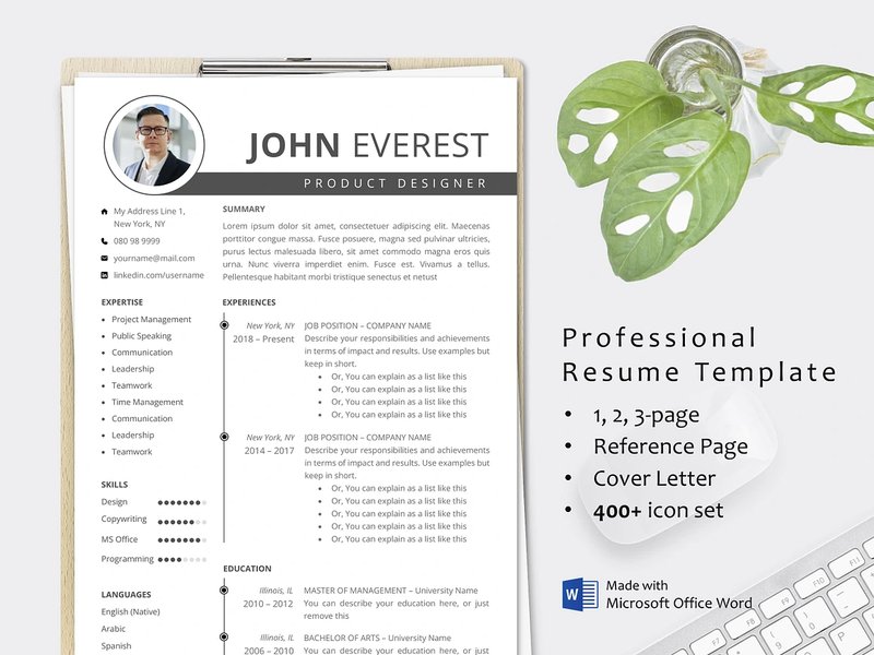 Minimal CV Resume Template Business (by AWRSMdesign)