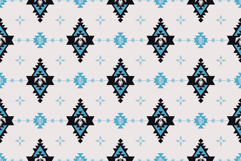 Modern Blue Aztec Boho Pattern (by Parinya Maneenate)