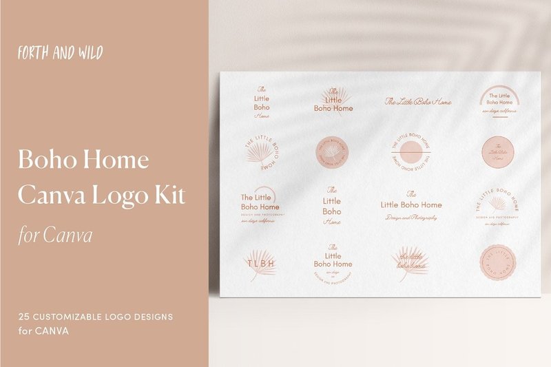 Modern Boho Home Logo Kit for Canva (by forthandwildstudio)