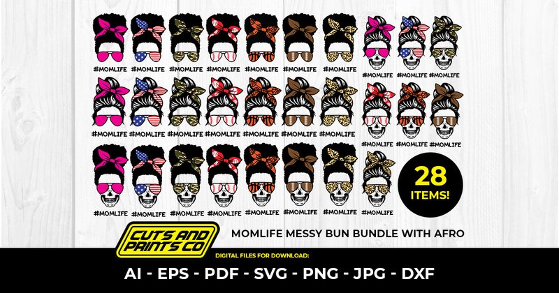 Mom Life Messy Bun Bundle (by Cuts and Prints Co)