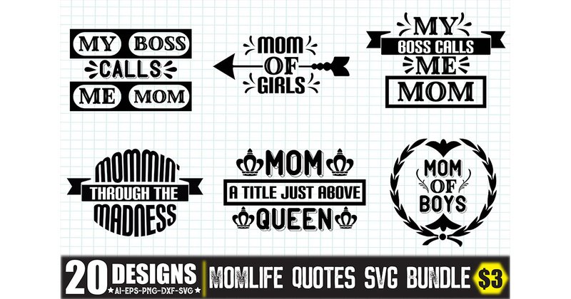 Momlife Quotes SVG Bundle (by T-Shirt Village)
