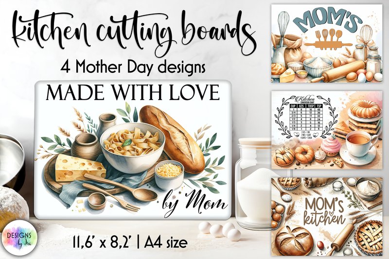 Mom’s Kitchen Cutting Board Designs PNG (by Designs by Ira)