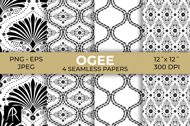 Monochrome Damask Geometric Patterns (by neauth)