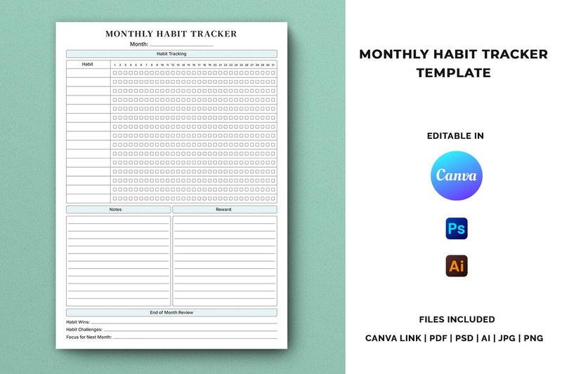 Monthly Habit Tracker Template (by Pugazh Logan)