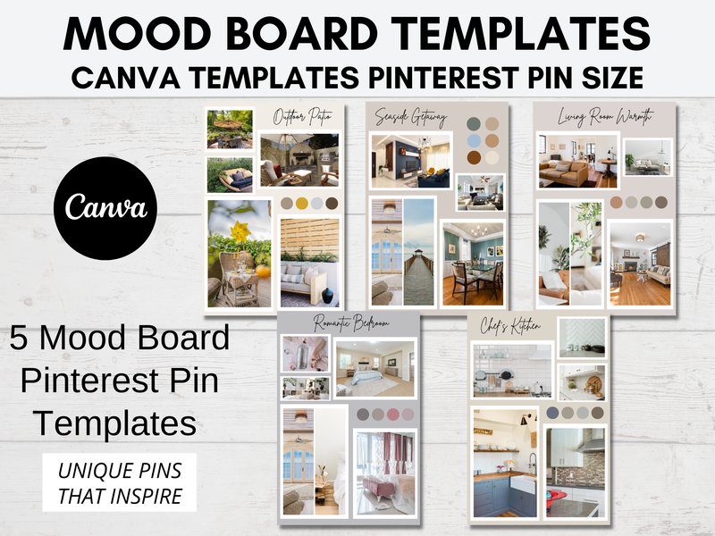 Mood Board Template for Canva Pinterest (by JillECreative)