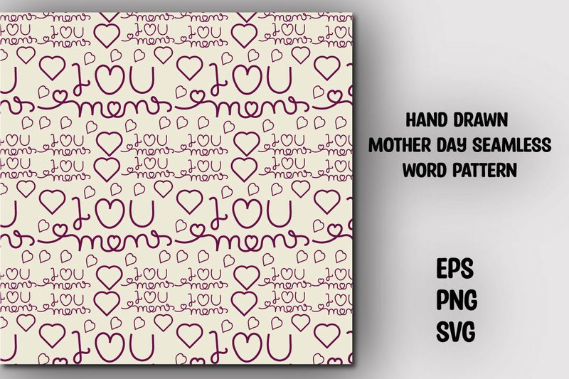 Mothers Day, Mom Seamless Word Pattern (by nurearth)