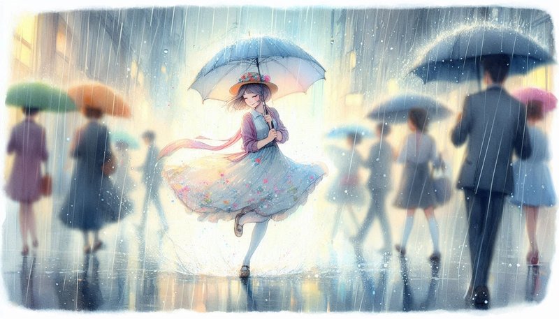 Motion Girl Light Rain (by LINEART3)