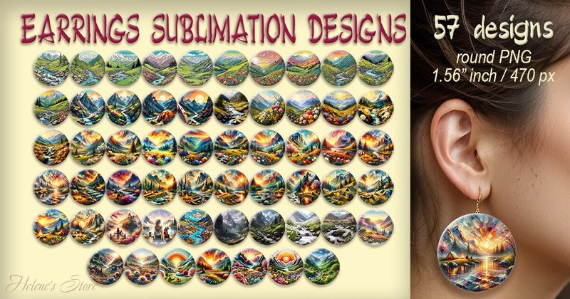 Mountains Camping Round Earrings Bundle (by Helene's store)