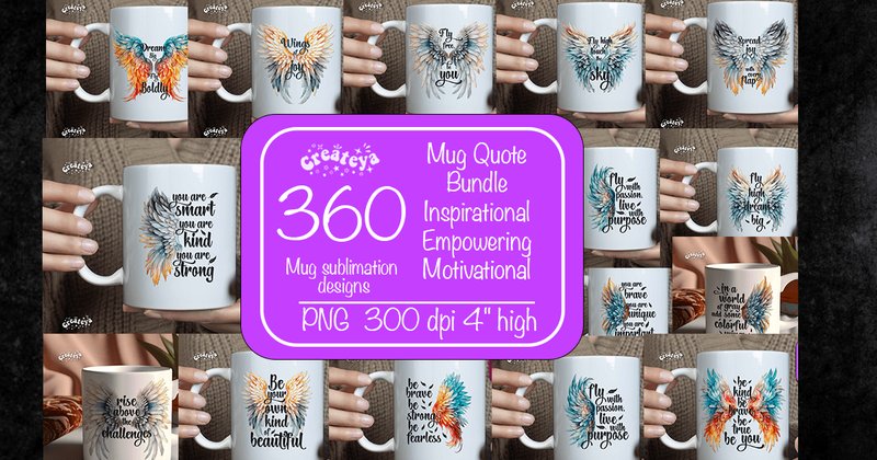 Mug Sublimation Motivation Quote Bundle (by Createya Design)