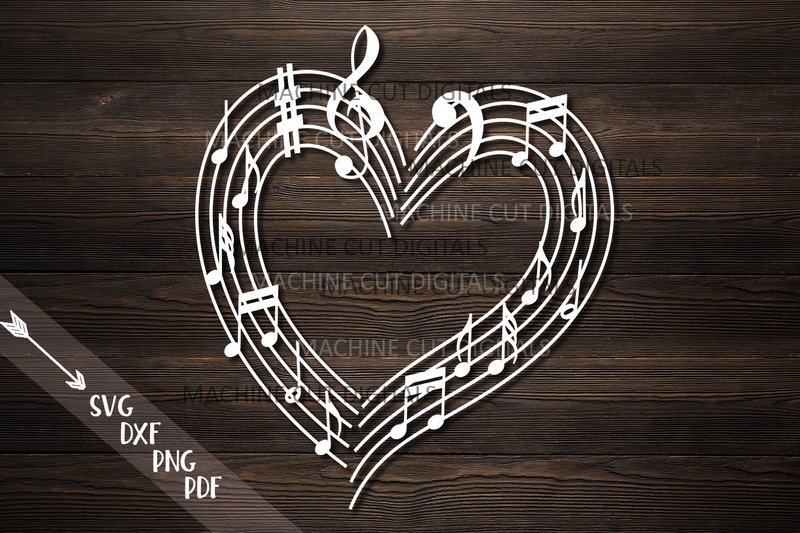 Musical Heart with Music Notes Svg Laser (by Cornelia)