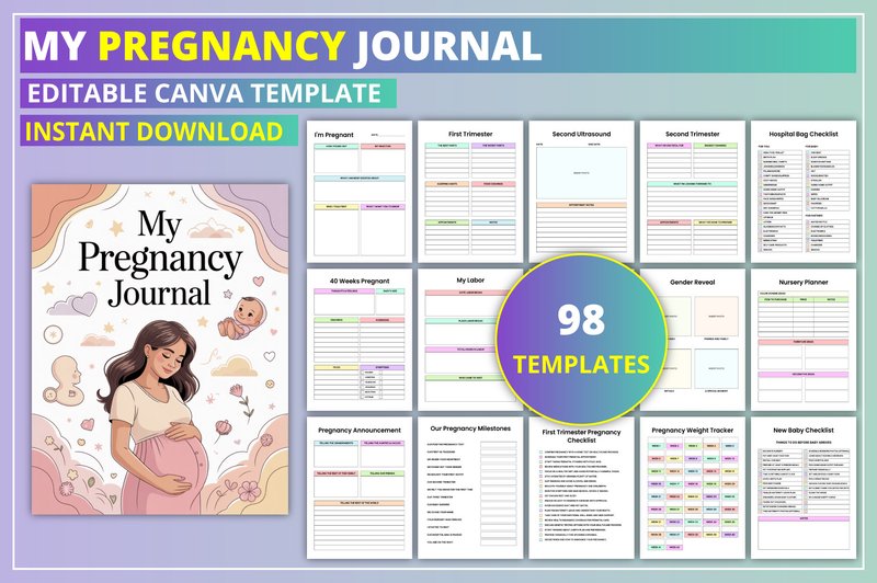 My Pregnancy Journal Canva Template (by KDP GALLERY)